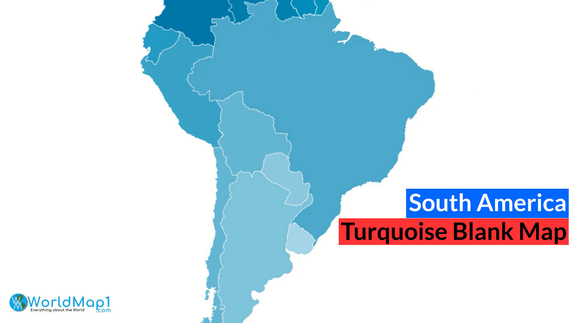 South America Turquoise Blank Map